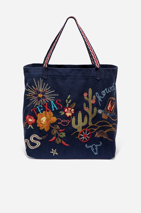 Buy TEXAS EVERYDAY TOTE Online - Johnny Was Embroidered Cotton Top, Everyday Tote Bag, Velvet Clothes, Denim Tote Bags, Boho Purses, Denim Tote, Everyday Tote, Tunic Blouse, Johnny Was