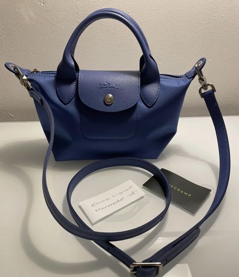 Small Long Champ Bag, Long Champ Bag Mini, Long Champ Mini Bag, Longchamp Small Bag, Navy Longchamp Bag Outfit, Longchamp Bag Outfit, Longchamp Le Pliage Mini, Leather Longchamp, Long Champ Bag