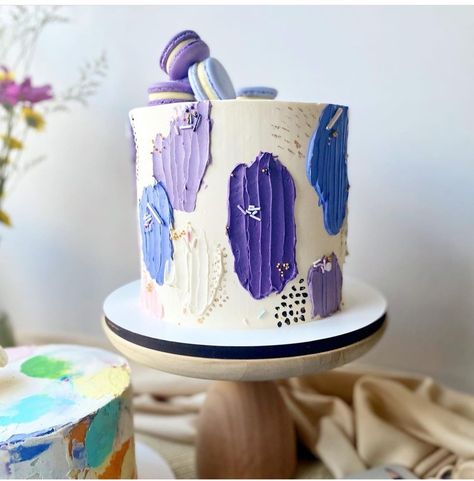 Abstract Cake Design, Abstract Birthday Cake, Neutral Cake, Melon Cake, Golden Cake, Beautiful Cake Designs, Purple Cakes, Elegant Birthday Cakes, Watercolor Cake