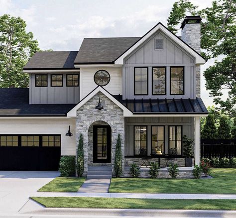 Transitional Craftsman Exterior, Medium Size Houses Modern, Two Story Home Exteriors, Older Homes Exterior, Small Aesthetic House Exterior, House Outer Design Cottage, Small Family House Exterior, Small Cute House Exterior, Modern Suburban House Exterior