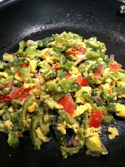 ampalaya with egg Ampalaya With Egg, Hawaiian Dishes, Guacamole, Egg, Favorite Recipes, Ethnic Recipes, Quick Saves