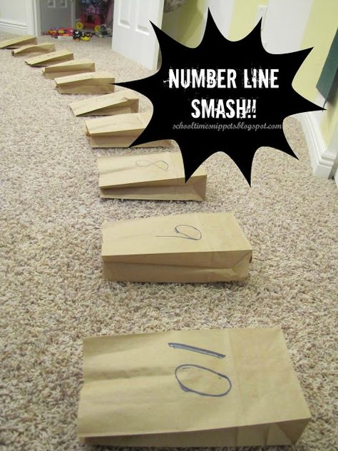 School Time Snippets: Number Line SMASH! Number Line Games, Recognizing Numbers, Number Line Activities, Line Math, Kinesthetic Learning, Ordinal Numbers, Learn Numbers, Math Activities For Kids, Fun Math Activities