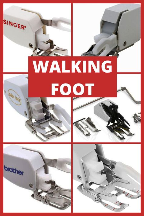 A walking foot is a common and helpful tool that provides many benefits to sewists, but it usually doesn’t come as one of the included accessories when you purchase a sewing machine. Since it’s a relatively high additional cost, choosing the right walking foot for your sewing machine is essential. In this post, I’m going over what is the best walking foot for different sewing machines to help you find the right one. Singer Sewing Machine Feet Guide, Sewing Foot Guide, Presser Foot Guide, Sewing Machine Feet Guide, Sewing Tools Organizer, Bill Gibb, Sewing Needle Sizes, Extra Teeth, Sewing Piping