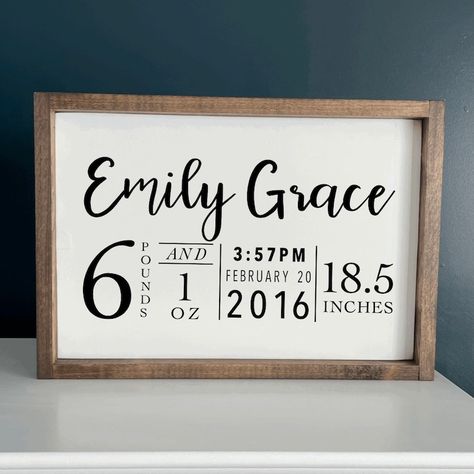 Baby Stats Sign Birth Stats Sign Birth Announcement Sign - Etsy Kona Stain, Newborn Sign, Baby Stats Sign, Baby Room Signs, Baby Blocks Baby Shower, Birth Stats Sign, Baby Birth Stats, Cricut Baby, Birth Announcement Sign