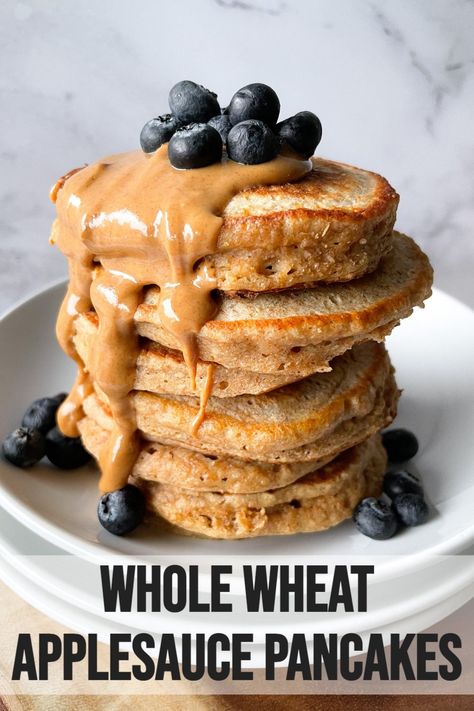 Healthy Whole Wheat Pancakes, Pancake Ideas, Applesauce Pancakes, Healthy Pancake, Cinnamon Applesauce, Cholesterol Recipes, Toddler Board, Whole Wheat Pancakes, Wheat Pancakes