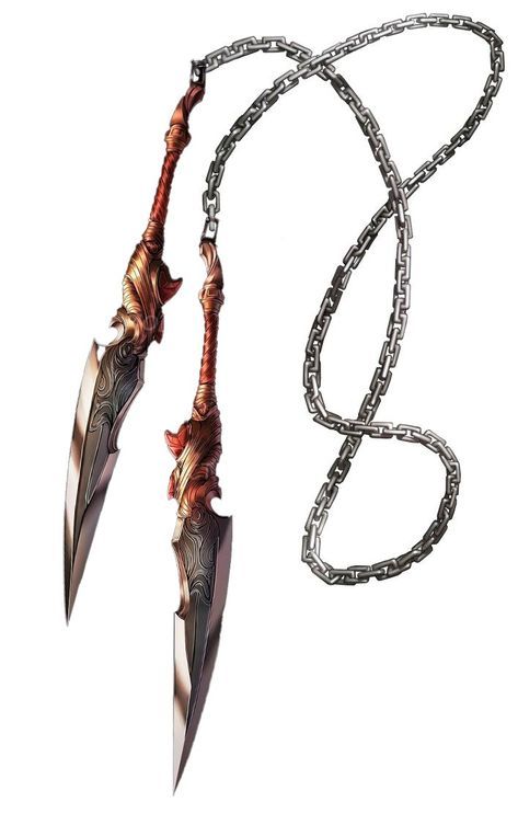 Chained Blades Concept Art, Chain Blades Design, Weaponized Chains, Fantasy Items Concept, Great Swords Fantasy, Item Rpg, Fantasy Swords, Fantasy Blade, Types Of Swords