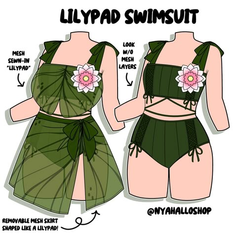 Lilypad swimsuit 🪷 This was a lot better in my head OTL but I still wanted to share it!!! Basically the base swimsuit is rly simple and cozy and then it’d have these mesh lilypad layers on top 😋 #lilypad #lilypads #swimsuit #dopaminedressing #fashiondesign #fashiondesigner #swimsuitseason Swimsuit Designs, Outfit Drawings, Drawn Outfits, Animated Clothes, Drawing Outfits, Clothing Sketches, Dress Design Drawing, Art Outfits, Fashion Drawing Dresses