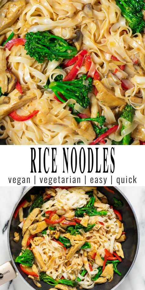 Healthy Rice Noodles, Easy Rice Noodle Recipes, Rice Noodles Recipe, Vegan Casseroles, Stir Fry Noodles Recipe, Rice Noodle Recipes, Vegan Entrees, Vegan Noodles, Vegan Casserole