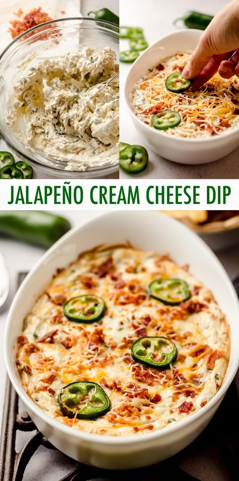 Cheesy, creamy, spicy jalapeño popper dip is the perfect appetizer or side for any Mexican dish. Serve with chips, vegetables, or as a topping. via @frshaprilflours Jalepeno Dip Cream Cheese Easy, Spicy Chip Dip Recipes, Jalepeno Popper Dip Cream Cheese, Jalapeno Bacon Cream Cheese Dip, Easy Spicy Appetizers, Jalapeño Cream Cheese Appetizer, Jalapeno Popper Cheese Dip, Jalepeno Side Dish, Spicy Potluck Dishes