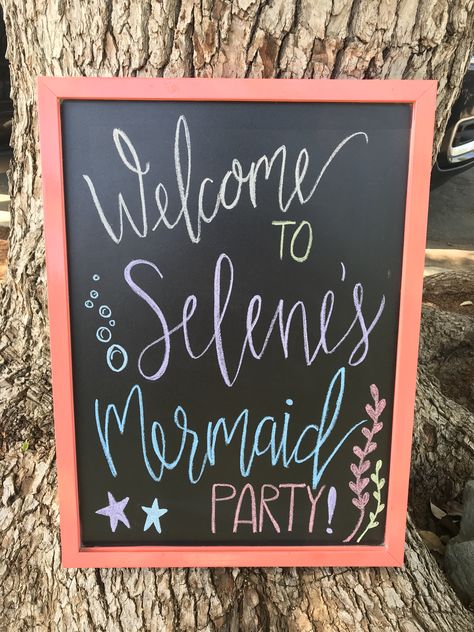 Mermaid Birthday Party Chalkboard, Mermaid Birthday Chalkboard Sign, Mermaid Chalkboard Art Birthday, Mermaid Party Welcome Sign, Mermaid Chalkboard Art, Mermaid Chalkboard, Emily Windsnap, Whale Birthday Parties, Party Chalkboard