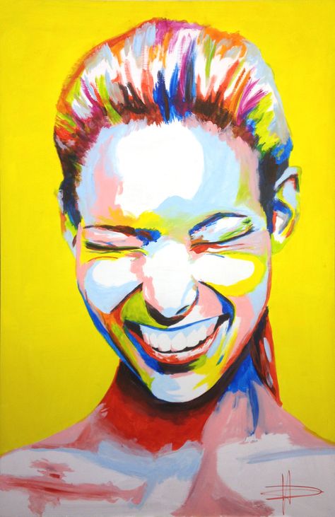 just smile (81x122) by David FERON Distortion Portraits, Smiling Art, Smile Painting, Face Art Drawing, Happy Emotions, Abstract Portrait Painting, Smile Art, Abstract Face Art, Crayon Art