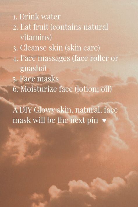 Let me know if you want more self-care tips. <3 How To Get Glowy Skin, Face Roller, Face Lotion, Glowy Skin, Natural Vitamins, Eat Fruit, Face Massage, Drinking Water, Massage