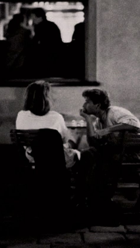 Two People, A Table, A Man, Black And White, White, Black