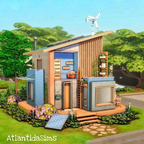 Sims 4 Eco House, Sims 4 Challenges, Die Sims 4, Concept Models Architecture, Sims 4 House Building, Eco Lifestyle, Sims 4 House Design, Casas The Sims 4, Sims Building