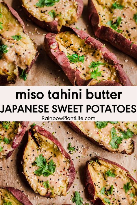 Tahini Butter, Potato Recipes Baked, Vegetable Paella, Ulcer Diet, Sweet Potato Cauliflower, Japanese Sweet Potatoes, Miso Tahini, Quinoa Risotto, Rainbow Plant Life