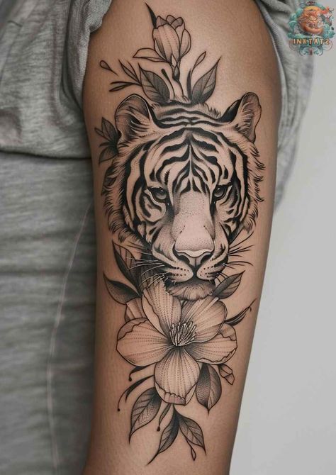 Celebrating Women and Their Unique Feminine Tiger Tattoos – 48 Designs - inktat2.com Tiger Tattoo Thigh, White Tiger Tattoo, Simbolos Tattoo, Tato Paha, Tato Dengan Makna, Leopard Tattoos, Thigh Tattoo Designs, Tiger Tattoo Design, Hip Tattoos Women