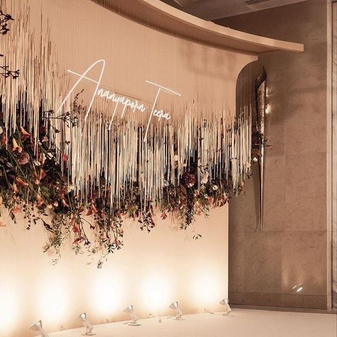 Phka Studio, Red Party Ideas, Bilateral Symmetry, Floral Walls, Photowall Ideas, Light Flowers, Flowers Hanging, Light Feature, Wedding Backdrop Design