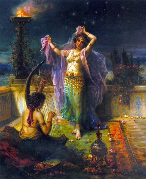 Hans Zatzka, Bd Art, Arabian Night, Dancing In The Moonlight, Night Painting, Oil Painting Reproductions, Arabian Nights, Dance Art, Romantic Art