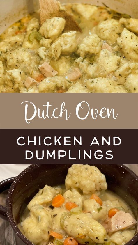 Dutch Oven Chicken And Dumplings, Oven Chicken And Dumplings, Easy Dutch Oven Recipes, Dutch Oven Recipes Cast Iron, Dutch Oven Chicken, Chicken And Dumplings Recipe, Dutch Oven Camping, Oven Chicken Recipes, Dumplings Recipe