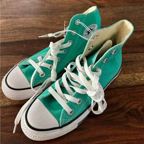 Nwob Converse High Top Teal Color Women’s 6 Men’s 4 Teal Converse, Concert Clothes, Jump Scare, Converse High Top, Shoes Converse, Teal Color, Converse High, Converse High Tops, Womens Converse