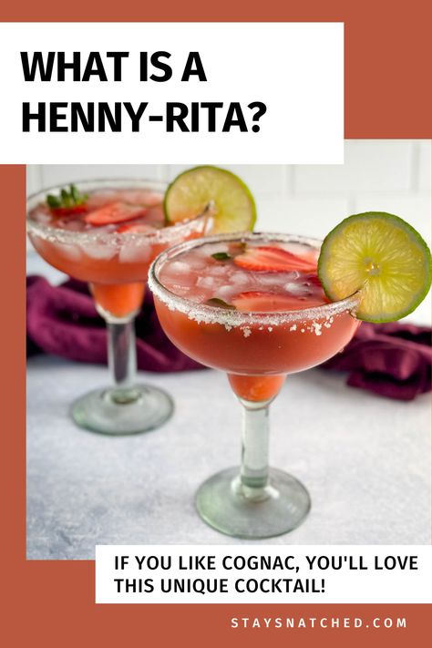 Henny Rita Recipe, White Hennessy Drinks Recipes, Henny Margarita Recipe, Hennessy Margarita Recipe, Hennessy White Cocktails, Strawberry Henny Recipe, Strawberry Hennessy Drink Recipe, Strawberry Hennessy Margarita Recipe, Cocktails With Hennessy