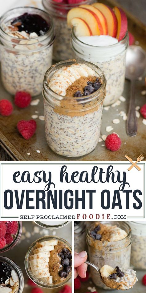 Slow Cooker Low Calorie, Low Calorie Oatmeal Recipes, Overnight Oats Healthy Clean Eating, Low Calorie Overnight Oats, Overnight Oats Recipe Breakfast, Low Calorie Oatmeal, Breakfast Oats Overnight, Easy Overnight Oats, Oat Recipes Healthy