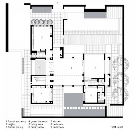 Private villa in Dubai by NAGA Architects | HomeDSGN Villa In Dubai, Architecture Courtyard, Son House, Factory Architecture, Villa Style, Architectural Floor Plans, Villa Plan, Landscape Architecture Design, Interesting Buildings