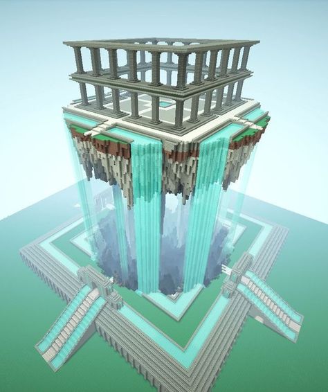 Dirt Builds Minecraft, Minecraft Water Building Ideas, Minecraft End Building Ideas, Minecraft Arena Ideas, Minecraft Floating House, Minecraft Water Temple, Minecraft Sky Island, Minecraft Temple Ideas, Floating Island Minecraft