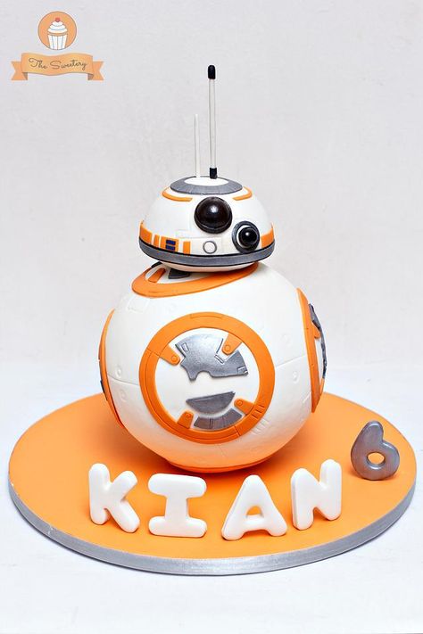 BB8 birthday cake for Kian. May the force be with us all! :) Bb8 Cake, Star Trek Cake, Star Wars Themed Birthday Party, Star Wars Birthday Cake, Star Wars Cakes, Star Wars Theme Party, Star Wars Bb8, Star Wars Cake, Star Wars Birthday Party