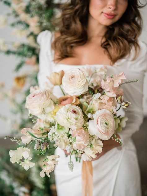 White Muscari, Spring Installation, Blush Bridal Bouquet, Bridal Bouquet Spring, Blush Wedding Flowers, Bridal Bouquet Flowers, White Bridal Bouquet, Blush Bridal, Wedding Flower Inspiration