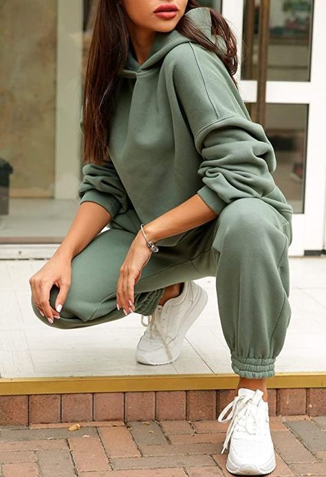 Linsery Women Hoodies Sweatsuit Long Sleeve Hooded Matching Joggers Sweatpants 2 Piece Tracksuit Sets Jogger Set Outfits Women, Sweat Outfits For Women, Sweat Set Outfits, Womens Joggers Outfit, Sweatsuit Outfits, Sweatsuit Outfit, How To Wear Joggers, Matching Sweatsuit, Matching Tracksuit