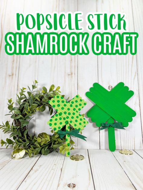 Get your kids in a festive mood this St. Patrick's Day with our Popsicle stick shamrock craft! A fun and easy way to get creative!! Shamrock Art, Creative Art Activities, Paper Plate Animals, Shamrock Craft, Acrylic Craft Paint, Cup Crafts, Handprint Craft, Popsicle Stick Crafts, Color Crafts