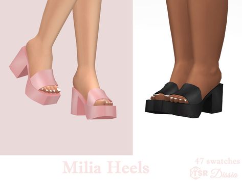 The Sims Resource - Milia Heels Sims 4 Cc Sandals, Sims Shoes, 70s Shoes, Sims 4 Sims, Glitter Tights, High Heel Platform Sandals, High Platform Shoes, Cc Sims4, Cc Shoes