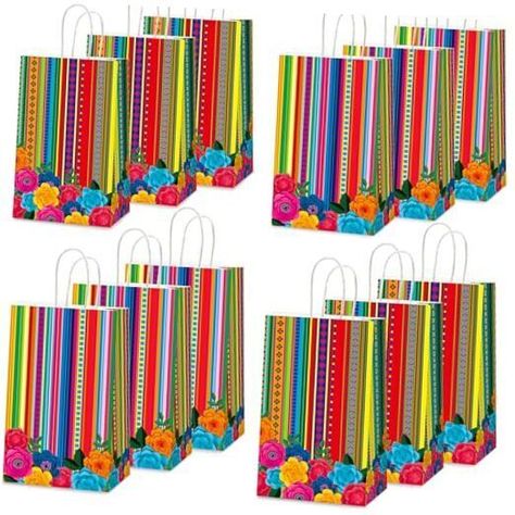 Mainul Extension 12pcs Mexican Fiesta Party Favor Bags Mexican Theme Treat Bags Cinco De Mayo Candy Bags Mexican Floral Stripes Gift Goodie Bags for Flowers Birthday Party Taco Wedding Baby Shower Supplies Decorations Mexican Fiesta Party Favor Bags: You will get 12 Mexican-themed gift bags. T are two styles, 6 pieces each, enough quantity to meet your party use and replacement.You can also put some gifts to bring blessings and good luck to your friends and family. Exquisite Design: This is a Mexican-themed gift bag, includes elements such as Mexican floral and stripes, classic and gorgeous, practical and beautiful. This Candy Bags will add a festive touch to your party. Suitable size: The size of each bag is 7.87*4.72*3.14 inches, suitable for holding candies, chocolates, cookies, small w Bag For Flowers, Taco Wedding, Flowers Birthday Party, Fiesta Party Favors, Mexican Treats, Mexican Bag, Mexican Fiesta Party, Flowers Birthday, Mexican Theme