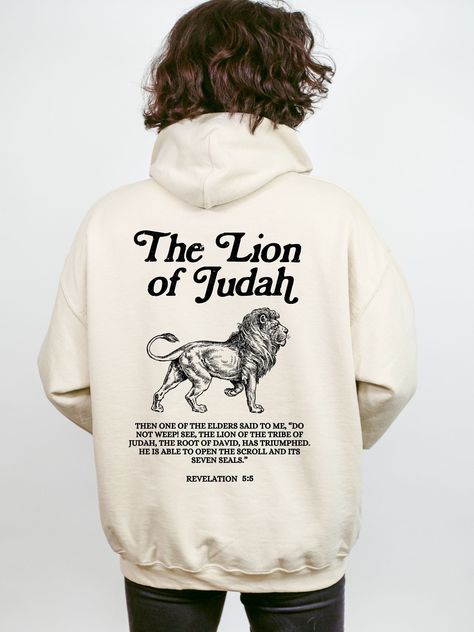 Lion Of Judah Shirt, Sweatshirt Print, God Merch, Sweatshirt Graphic Design, Christian Merch Design, Christian Merch Aesthetic, Design Hoodie, Christian Hoodie Design, Jesus Shirt