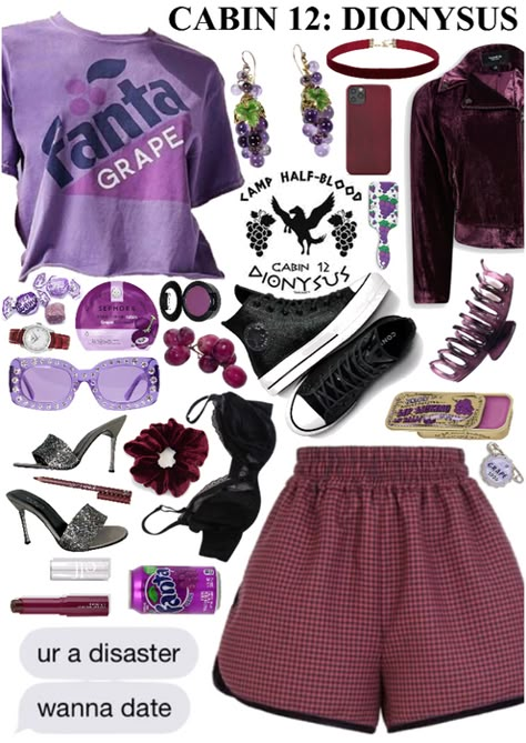 Dionysus Inspired Outfit, Dionysus Outfit, Cabin 12 Dionysus, Dionysus Cabin, Cabin Outfit, Outfits Shifting, Finding My Aesthetic, Pjo Oc, Camp Half Blood Cabins