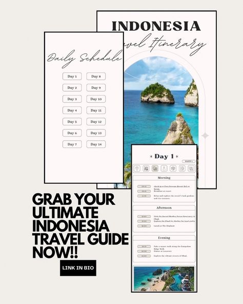 INDONESIA: 14 Day Itinerary✍️🇮🇩 Save For Later! 2 weeks and 4 destinations in INDONESIA! Follow @explorewithmairy for more travel content everyday! Grab the ultimate INDONESIA travel guide, linked in bio🔗 #beachvibes #vacation #islandlife #turquoisewater #beautifulhotels #placestostay #hotelsofinstagram #besthotelsintheworld #honeymoondestinations #beachandresorts #hotelview #placestovisit #traveldestinations #balitravel #indonesiatravel Travel Content, Save For Later, Bali Travel, Beautiful Hotels, Honeymoon Destinations, Turquoise Water, Island Life, Travel Lifestyle, Best Hotels