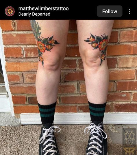 Traditional Tattoo Knee, My Ocd, Traditional Style Tattoo, Knee Tattoo, Body Modifications, Body Mods, On The Ground, Color Tattoo, Leg Tattoos