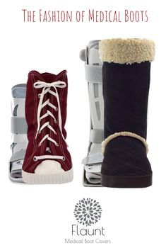 Read more about our options for stylish medical boot covers on our blog or go directly to our website at www.FlauntBoots.com Easy on and off fashionable covers for aircasts,medical boots, or walking casts. Look great while you recover from ankle surgery. You deserve to heal beautifully! made in USA Ankle Cast Outfits, Cam Boot Decoration, Medical Boot Outfit, Walking Boot Cast Outfits, Air Cast Boot Outfits, Broken Ankle Cast, Air Cast Boot, Cast Covers Leg, Walking Cast Boot