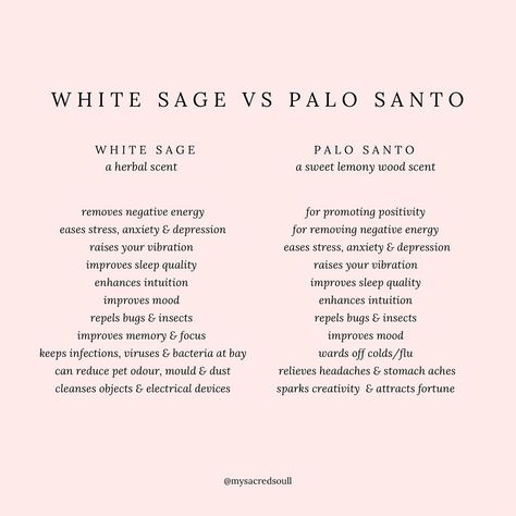 not sure which cleansing tool is for you? here’s a lil breakdown of our popular white sage & palo santo ✨ want to try both? check out our gorgeous cleansing kit 💘 sign up to our emails for 15% off 🩷 www.mysacredsoul.co.uk #whitesage #palosanto #whitesagebenefits #palosantobenefits #whitesagestick #cleansingrituals #cleansingtools #whitesagestick #whitesagesmudge #smudge #smudgestick #smudgesticks #crystalshop #crystalshopuk #fullmoonritual #newmoonritual How To Cleanse With Palo Santo, Palo Santo Smudging Prayer, White Sage Benefits, Palo Santo Benefits, Sage Benefits, Smudging Prayer, Spiritual Vibes, Magic Woman, New Moon Rituals