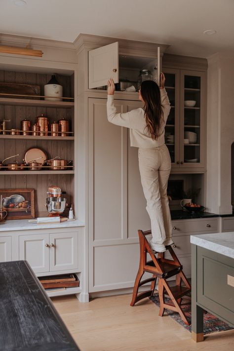 16 Aesthetic Cleaning Supplies You Won't Want to Hide Benjamin Moore Waters Edge Cabinets, Haven Of Coziness Paint, Chris Loves Julia Paint Colors, Paint Colors 2023 Trends Living Room, Kitchen Wall Paint Colors, Colonial Paint Colors, Modern Cottage Kitchen, Ikea Pax Closet, Kitchen Desks