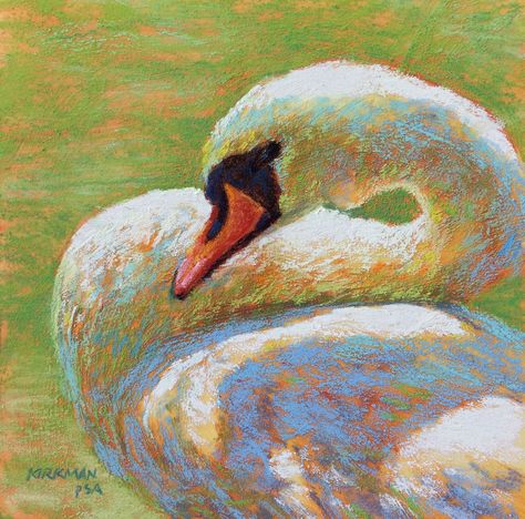 Soft Pastel Animals, Folk Cottage, Swan Art, Swan Painting, Chalk Pastel Art, Swans Art, Soft Pastel Art, Bird Paintings, Portrait Series