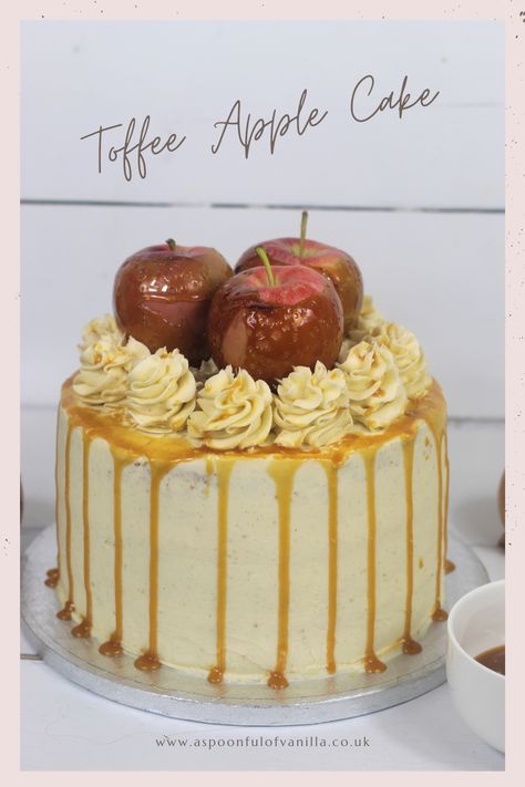 Apple Cake Decoration, Sauce With Heavy Cream, Vanilla Baking Recipes, Apple Sponge Cake, Coffee Cake Decoration, Toffee Apples, Cinnamon Buttercream, Showstopper Cakes, Homemade Toffee