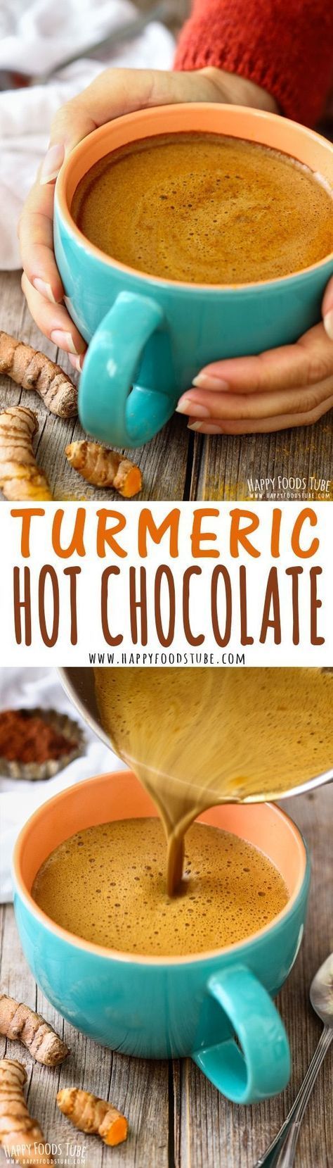 Golden Drink, Turmeric Recipes, Hot Chocolate Recipes, Happy Foods, Smoothie Drinks, Healthy Nutrition, Healthy Options, Nutrition Recipes, Yummy Drinks