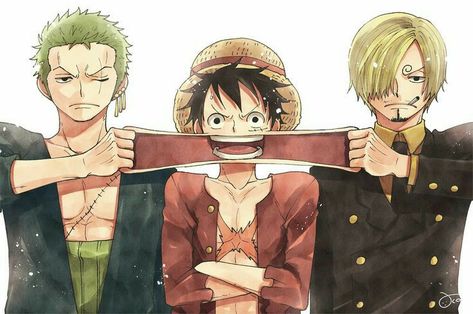 Artist: aco_peda (Twitter) Trio Anime Pfp, Trio Cosplay, One Piece Friends, Trio Ideas, Trio Pfps, Anime Trio, Monster Trio, Samurai Wallpaper, One Piece Crew