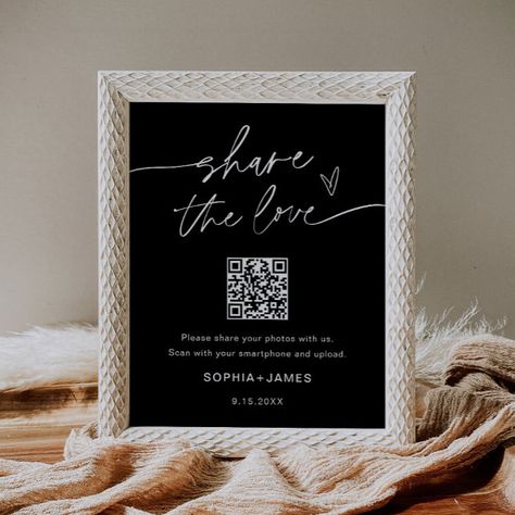 Honeymoon Fund Wedding, Qr Code Poster, Venmo Sign, Wedding Photo Sharing, Wedding Fund, Photo Sharing App, Honeymoon Fund, Elegant Script Fonts, Calligraphy Script