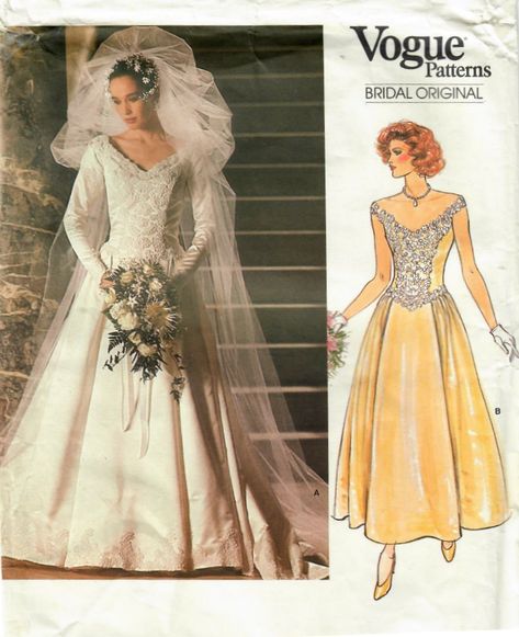 Vogue Wedding Dress Patterns, Vogue Wedding Dress, Bridal Dress Patterns, 1980s Vogue, Wedding Dress Sewing Patterns, Elegant Wedding Gown, Formal Dress Patterns, Simple Dress Pattern, Diy Wedding Dress