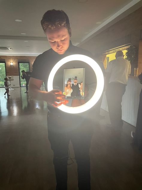 an event crew man is holding a roaming selfie photo booth and taking a photo of guests at a wedding Selfie Photo Booth, Photo Booth Hire, Alternative Wedding Photography, Party Hire, Mobile Photo, Mobile Photos, Wishful Thinking, Alternative Wedding, Event Photography