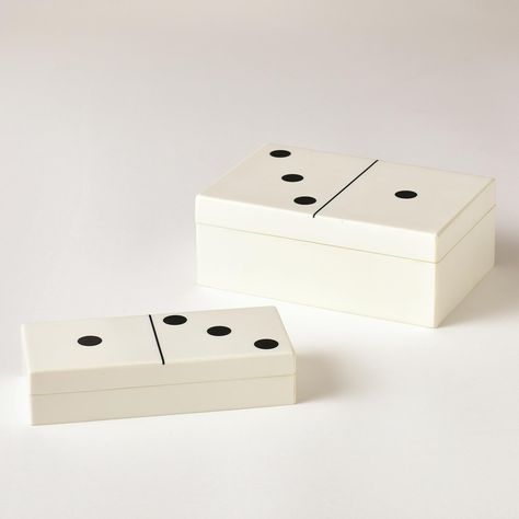 Dominoes Box-White w/Black Dots Dominos Box, Domino Games, Holidays Thanksgiving, The Test, Black Dots, Sign I, Storage Boxes, Usb Flash Drive, Decorative Boxes