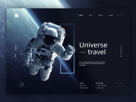 Great work from a designer in the Dribbble community; your best resource to discover and connect with designers worldwide. Space Website, Space Layout, About Space, Free Website Templates, Website Design Layout, Ui Design Inspiration, Web Inspiration, Web Layout Design, Web Layout